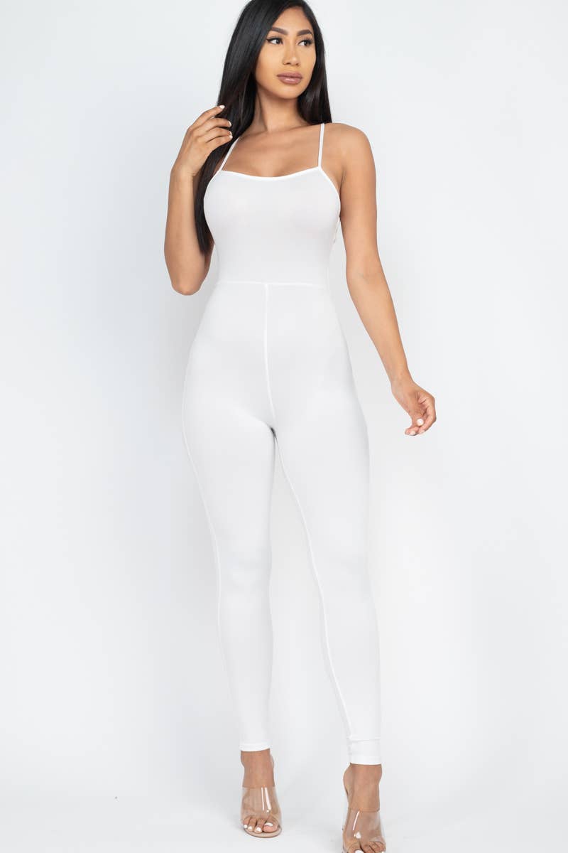 Criss-Cross Open Back Bodycon Jumpsuit