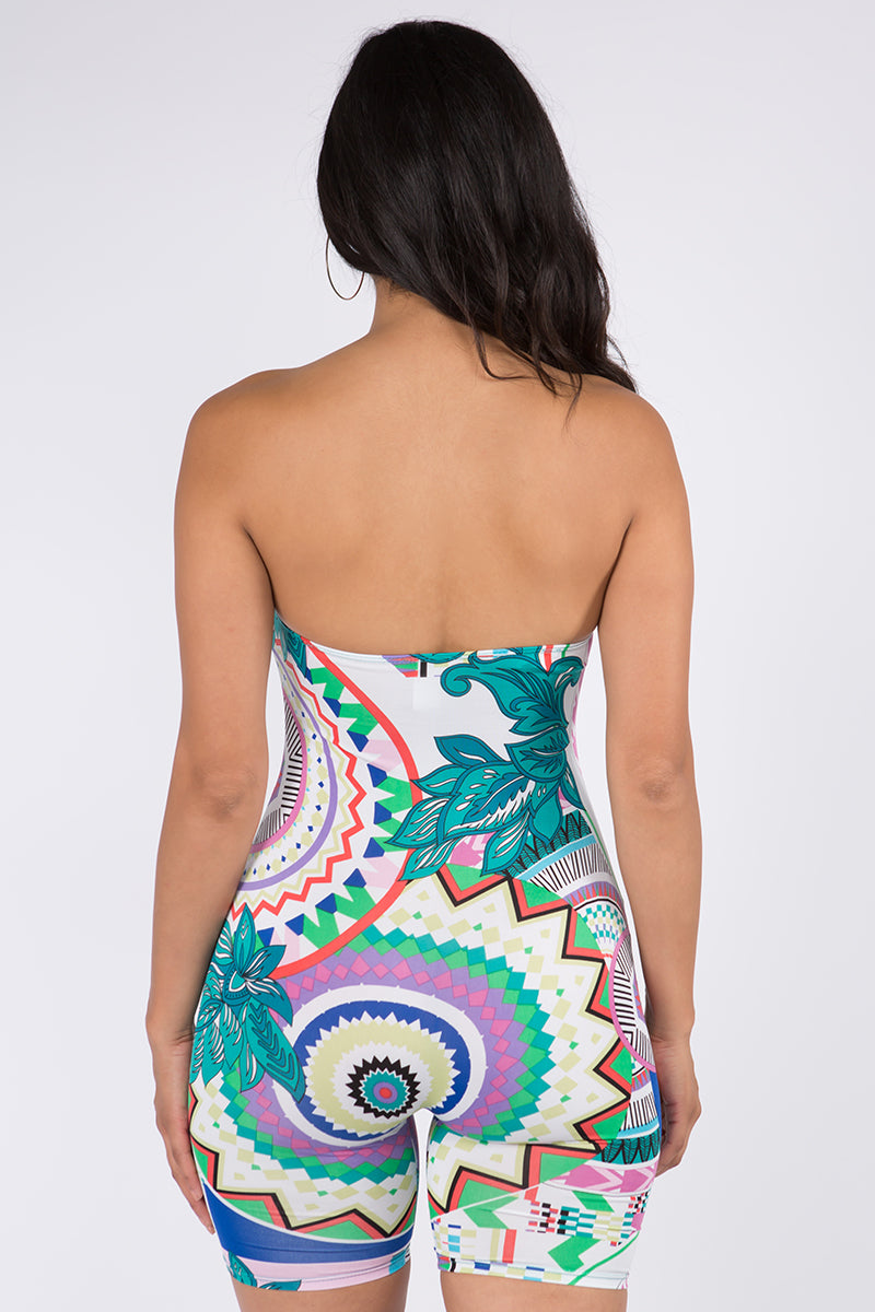 PRINTED BODYCON TUBE ROMPER